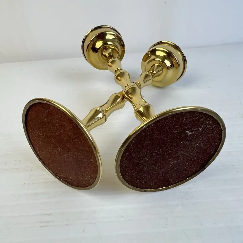 Brass Candlestick Holders Pair 8.5